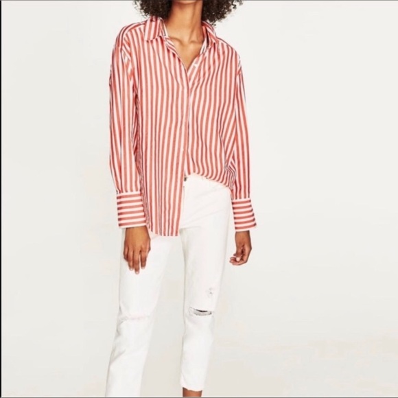 ZARA Multifunctional Shirt Striped Cold Shoulder - Picture 3 of 4